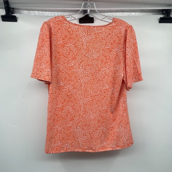 Michael Kors Womens Short Sleeve Blouse Tangerine/White Size Medium New - Picture 7 of 9